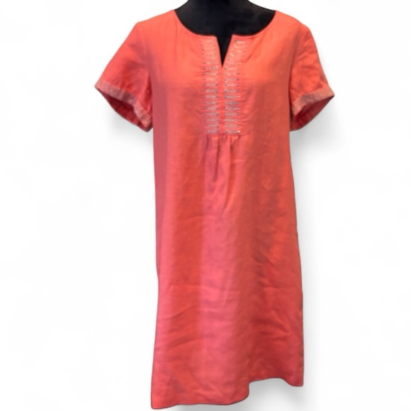 J. Jill Dresses & Skirts - J. Jill Linen Short Sleeve Shirtdress, size 12, Relaxed Comfy Beachy Embroidered